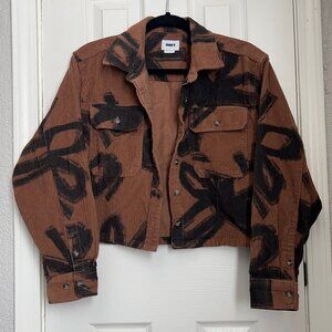 OBEY Women's Black & Brown Cropped Corduroy Jacket - S